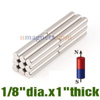 N35 1/8" x 1" Neodymium (NdFeB) Rare Earth Cylindrical Magnets