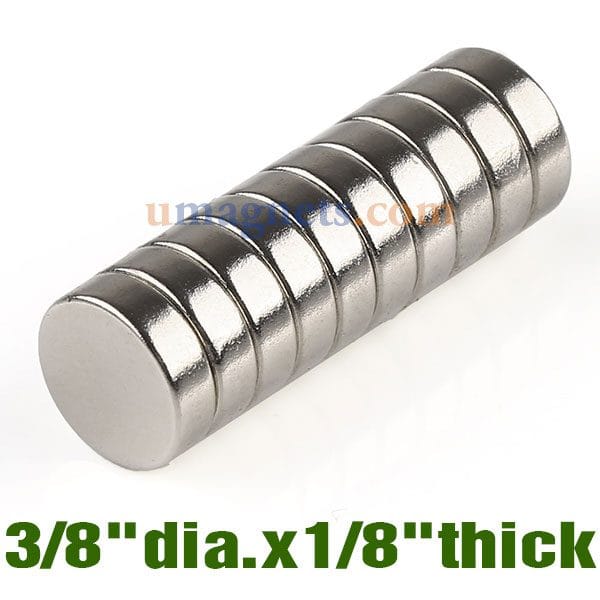 10pcs N35 3/8" dia. x 1/8" thickness Neodymium (NdFeB) Rare Earth Disc