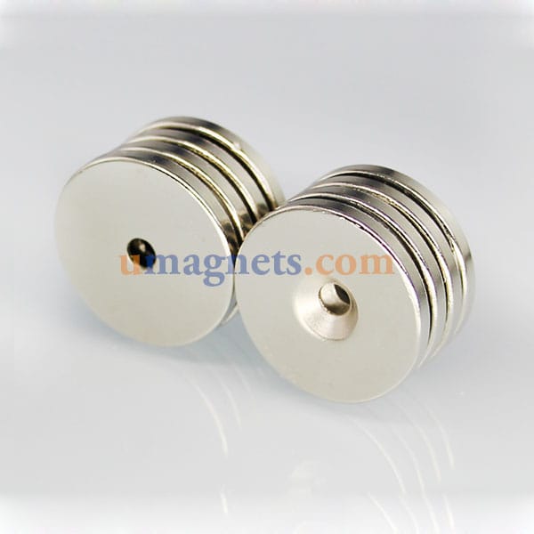 2pcs 25mm x 4mm with 4mm Countersink Hole N35 Strong Disc Round Countersunk Magnets Nickel Plated