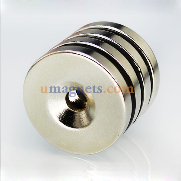 2pcs 30mm x 5mm with 6mm Countersink Hole N35 Strong Disc Round Countersunk Magnets Nickel Plated