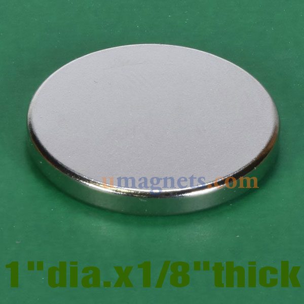 N35 1" Tag. x 1/8" dick Neodymium (NdFeB) Rare Earth Disc Magnete