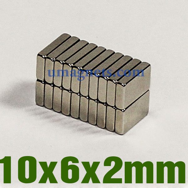 10ミリメートル×6ミリメートルx 2mmのネオジム磁石ブロックを購入N42長方形レアアースマグネットアマゾン (10x6x2mm)