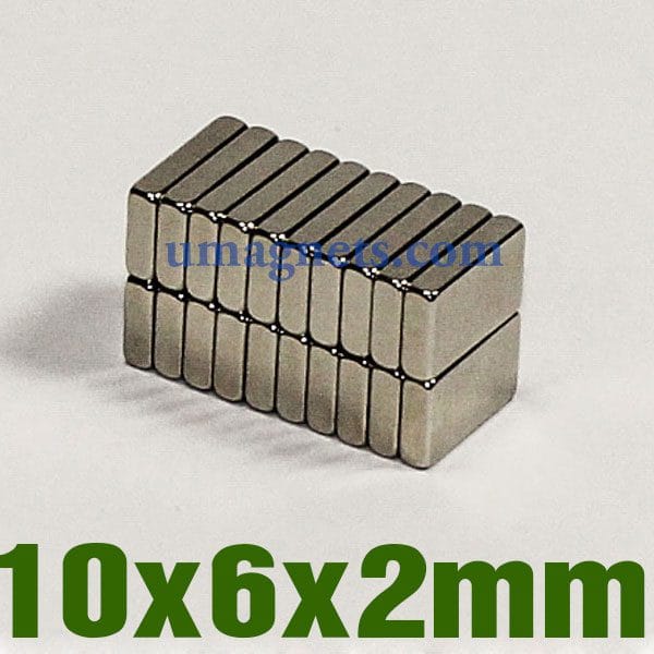 10mm x 6mm x 2mm Neodymium Block Buy N42 Rare Earth Rectangular