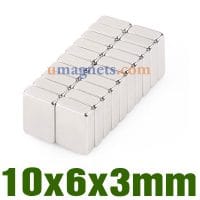 10x6x3mm neodymblokmagneter Køb N42 rektangulære sjældne jordarters magneter Amazon (10mm x 6 mm x 3 mm)