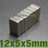 12 x 5 x 5mm N50 Stærk Neodymium Block Magneter høj Powered sjældne jordarters magneter (12mm x 5mm x 5mm)