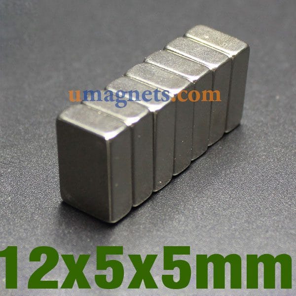 10pcs 12 x 5 x 5mm N50 Strong Neodymium Block High Powered Rare