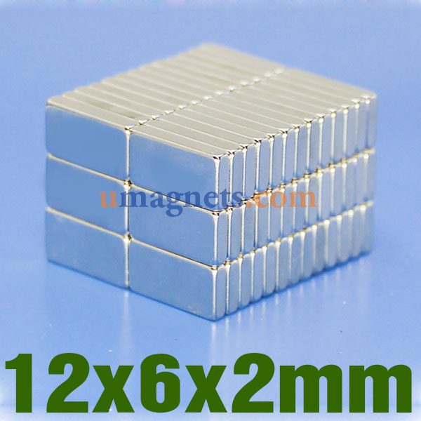 12x6x2mm Sterke Block neodymmagneter sjeldne jord permanent Rektangulære Magneter (12mm x 6 mm x 2 mm)