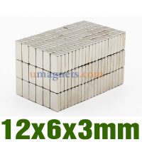 12x6x3 mm Sterke Block neodymmagneter N42 Rare Earth blokker der du kan kjøpe neodymmagneter (12mm x 6 mm x 3 mm)