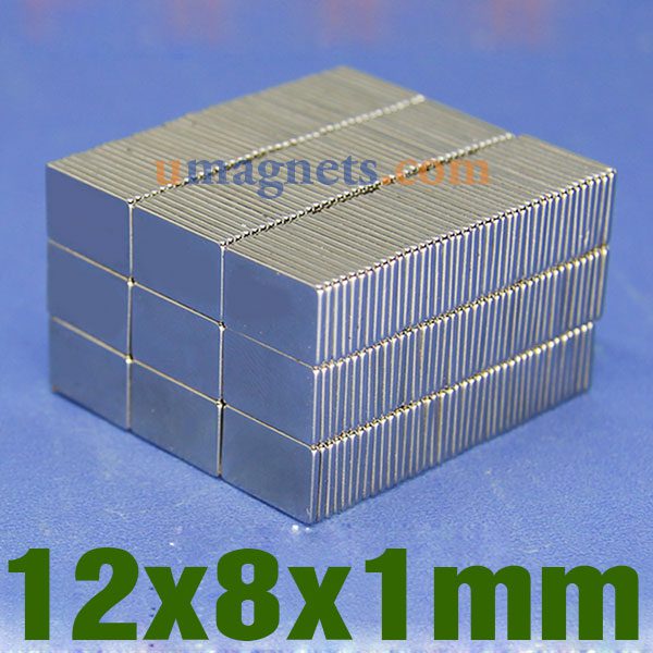 12x8x1mmネオジム磁石ブロックN42強力な永久レアアース長方形マグネット (12ミリメートル×8ミリメートルX 1ミリメートル)