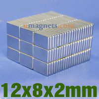 12x8x2mm قوي النيوديميوم كتلة المغناطيس الدائم N42 النادرة مستطيلة مغناطيسات (12مم × 8MM س 2mm في)