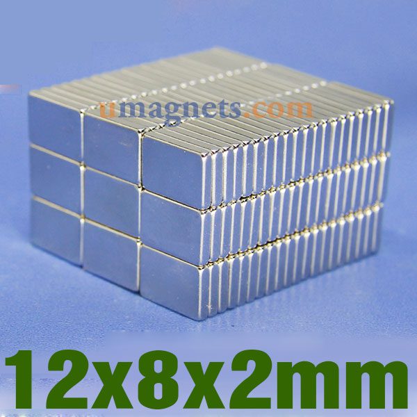 12x8x2mm fuerte Neodimio bloque N42 Imanes permanentes de tierras raras imanes rectangulares (12mm x 8 mm x 2 mm)