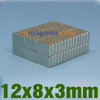 12x8x3mm neodymblokmagneter N42 Stærke permanente sjældne jordarters rektangulære magneter Amazon (12mm x 8 mm x 3 mm)