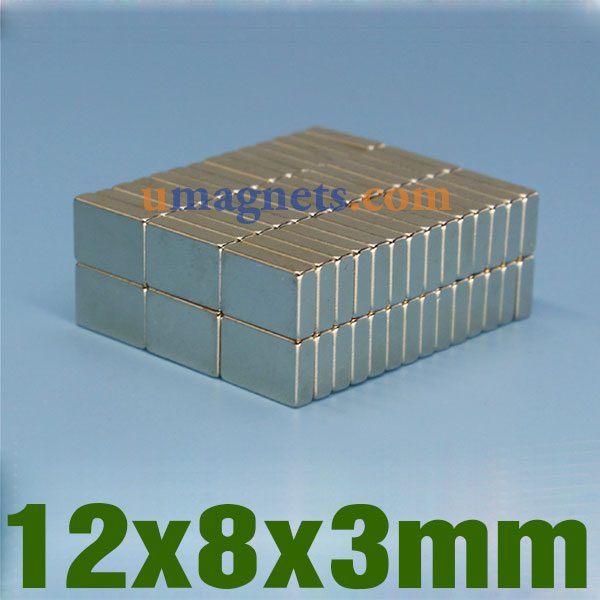 12Magnesy neodymowe x8x3mm bloku N42 Strong Rare Earth Permanent Prostokątna Magnesy Amazon (12mm x 8 mm x 3 mm)