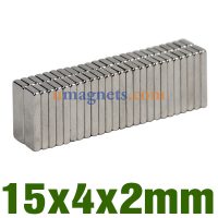 15x4x2mm Block Neodymium magneten Sterke N38 Rare Earth Magneten Sale (15mm x 4 mm x 2 mm)