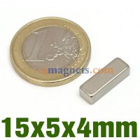 15mmx5mmx4mm Sterk Block Magneter N35 Rare Earth neodym Rektangulære Magneter Salg (15x5x4mm)