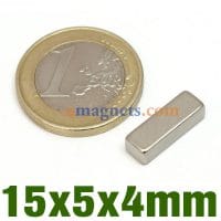 15mmx5mmx4mm stærke blokmagneter N35 sjældne jordarter neodym rektangulære magneter salg (15x5x4mm)