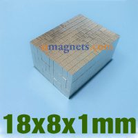 18mmx8mmx1mm Толстые сильные Блочные магниты N38 Супер редкоземельные неодимовые магниты Ремесло магниты Продажа (18x8x1mm)
