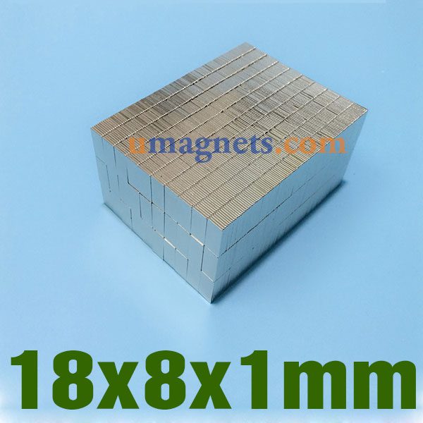 18mmx8mmx1mm Spesso Forti magneti blocco N38 Super Rara Terra magneti al neodimio Magneti Craft Vendita (18x8x1mm)