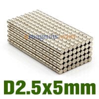 N42 2.5x5mm Neodymium Rod Magnets Rare Earth Cylindrical Magnets Craft