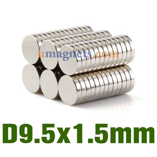 Runda magneter 9,5 mm x 1,5 mm neodymiummagneter sällsynta jordartsmetaller magneter Disc Magneter Supplies DIY smycken tillbehör