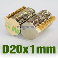 N42 Adhesive 20mm dia x 1 mm tykke Fleksible Neodym magneter med 3M Selvklæbende Stærk Rare Earth Manget Ebay