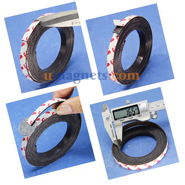 10mm breed x 1,5 mm dik Flexibele Neodymium Magnetische Tape met 3M zelfklevende 