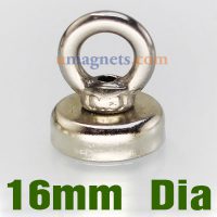 Augbolzen Magneten Topfmagnet mit Öse Durchmesser 16mm Neodym N35 vernickelten