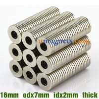 16mm od x 7mm id x 2mm thick neodymium ring magnets strong rare earth ring magnets