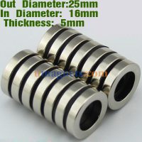 25mm ytre diameter x 16 mm ID x 5 mm tykk N42 neodym ringmagneter sirkulær ring magneter Strong Tube Magnet