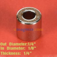 1/4" OD x 1/8" ID x 1/4" Thick N42 neodymium ring magnets for sale Strong Tube magnet