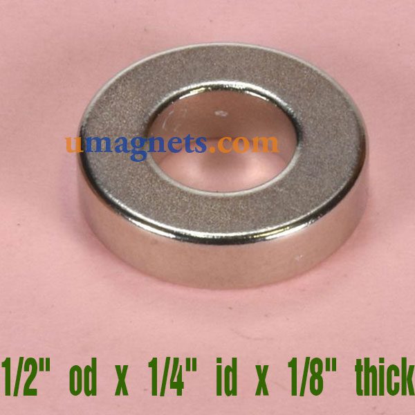 12.7mm od x 6,35 mm x 3,18 mm d'épaisseur id N42 aimants néodyme anneau des aimants puissants de tube Vente(1/2" od x 1/4" id x 1/8" épais)