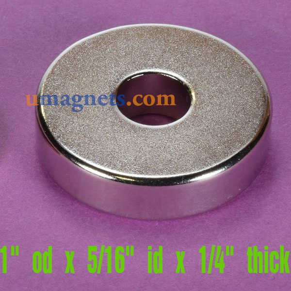 1" X 5/16" IDのx 1/4" 販売のための厚いN42ネオジムリング磁石強力チューブマグネットホームデポリングマグネット