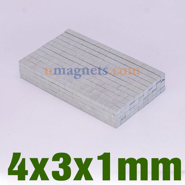 4Magnesy neodymowe x3x1mm bloku N35 rzadkie magnesy magnetyczne Ziemi zbiorczego Blocks (4mmx3mmx1mm) Lowes