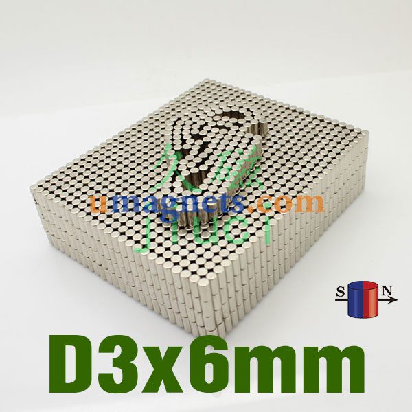 N35 da 3 x 6 millimetri Diametralmente magnetizzato neodimio asta magneti minuscolo piccolo Powerfull NdFeB magneti cilindro nichelato