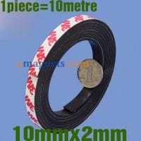 10mm x 2mm Neodymium Magnetic Tape with 3M Self Adhesive Flexible Adhesive Magnetic Tapes