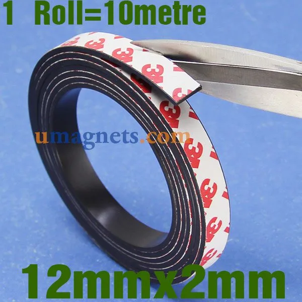 12mm x 2mm Flexible Adhesive Magnetic Tapes with 3M Self Adhesive Neodymium Magnetic Tape 10metre/roll