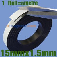 15مم × 1.5 مم أشرطة مغناطيسية لاصقة مرنة مع شريط مغناطيسي نيوديميوم لاصق 3 متر/لفة