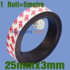 25mm x 3 mm Cintas adhesivas magnéticos flexibles con 3M auto-adhesivo de cinta magnética de neodimio 5 metros / rollo