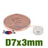 N38 7mm x 3 mm aimanté Néodyme disque Diamétralement Aimant Petit Puissante NdFeB Aimants ronds Radial à vendre