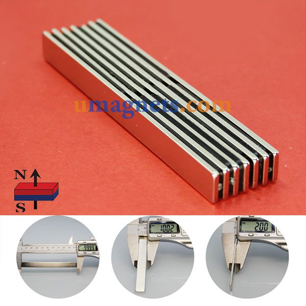 100mm x 10mm x 2mm N42 Long Neodymium Block Magnet Strong Rare Earth Magnets Large Rectangular Magnets For Sale Home Depot