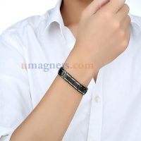 Bracelet magnétothérapie - Noir 316L Titane Santé Bijoux magnétiques pour l'homme