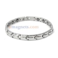 Magnet-Therapie-Armband - Silber-Edelstahl-Magnetschmuck Gesundheits-Armband für Herren Bekleidung Accessoires