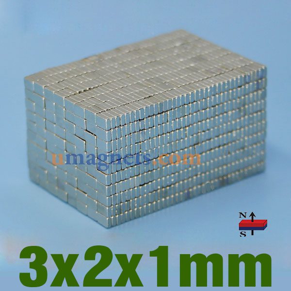 3mmx2mmx1mm Tjock N35 Neodymium Block Magnet Rare Earth Ultra Thin rektangel magneter Till salu Home Depot (3 x 2 x 1 mm)