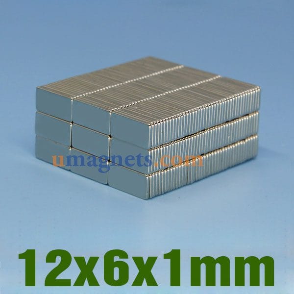 12mmx6mmx1mm Thick Neodymium Block N35 Thin Super Strong