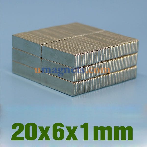 20mmx6mmx1mm Neodymium Block N35 Thin Super Strong Rare Earth
