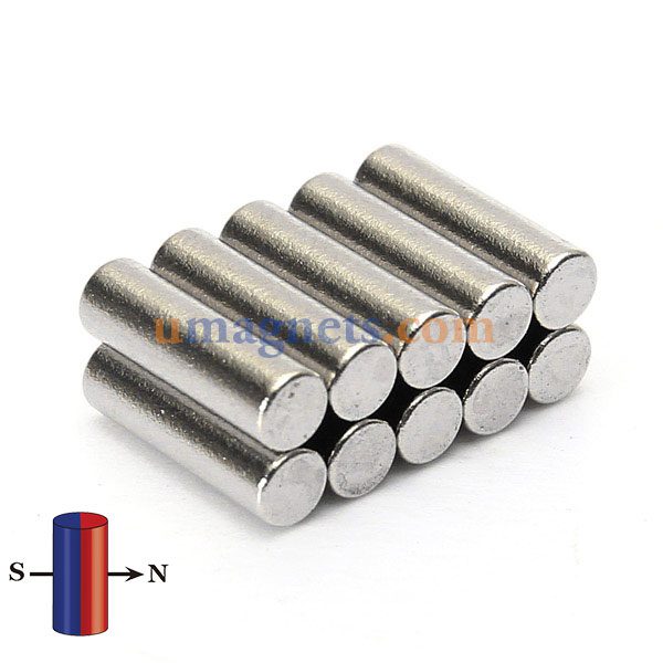 Strong Magnets 3x10 mm Neodymium Cylinder thin craft magnet 3mm dia x 10mm N42 