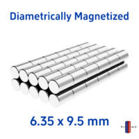 1/4" Dia. x 3/8" Thick Diametrically Magnetized Cylinder Magnet N40 Strong Neodymium Rare Earth Disc Diametric Magnet Sale (10 Pack)