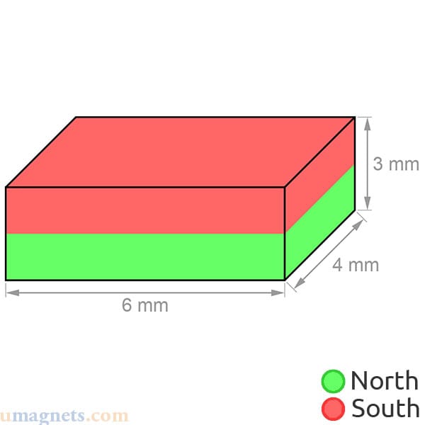 네오디뮴 블록 자석 6mm x 4mm x 3mm 두께 N38 슈퍼 강한 평면 희토류 직사각형 자석 판매 홈 디포 아마존 - 영상 2