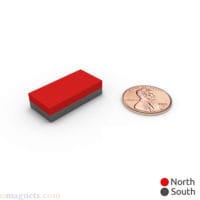 Alternative view of 1" x 1/2" x 1/4" thick N52 Super Strong Large Bar Neodymium Block Magnets Flat Rare Earth Rectangular Magnets for Sale Home Depot