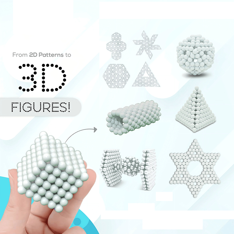 5mm ホワイト バッキーボール 磁気ボール おもちゃ マグネットボール パズル 球体 ネオジム磁石 216個セット - 画像 2